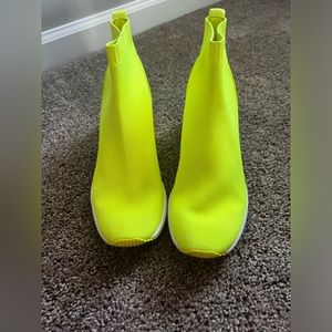 Micheal Kors neon yellow wedges
